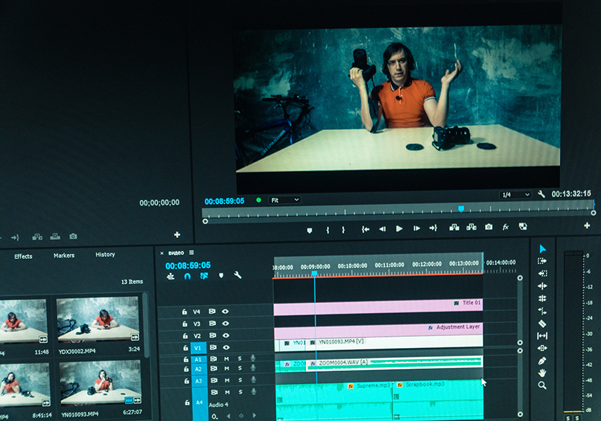 Video editing. Video editing for a video blog